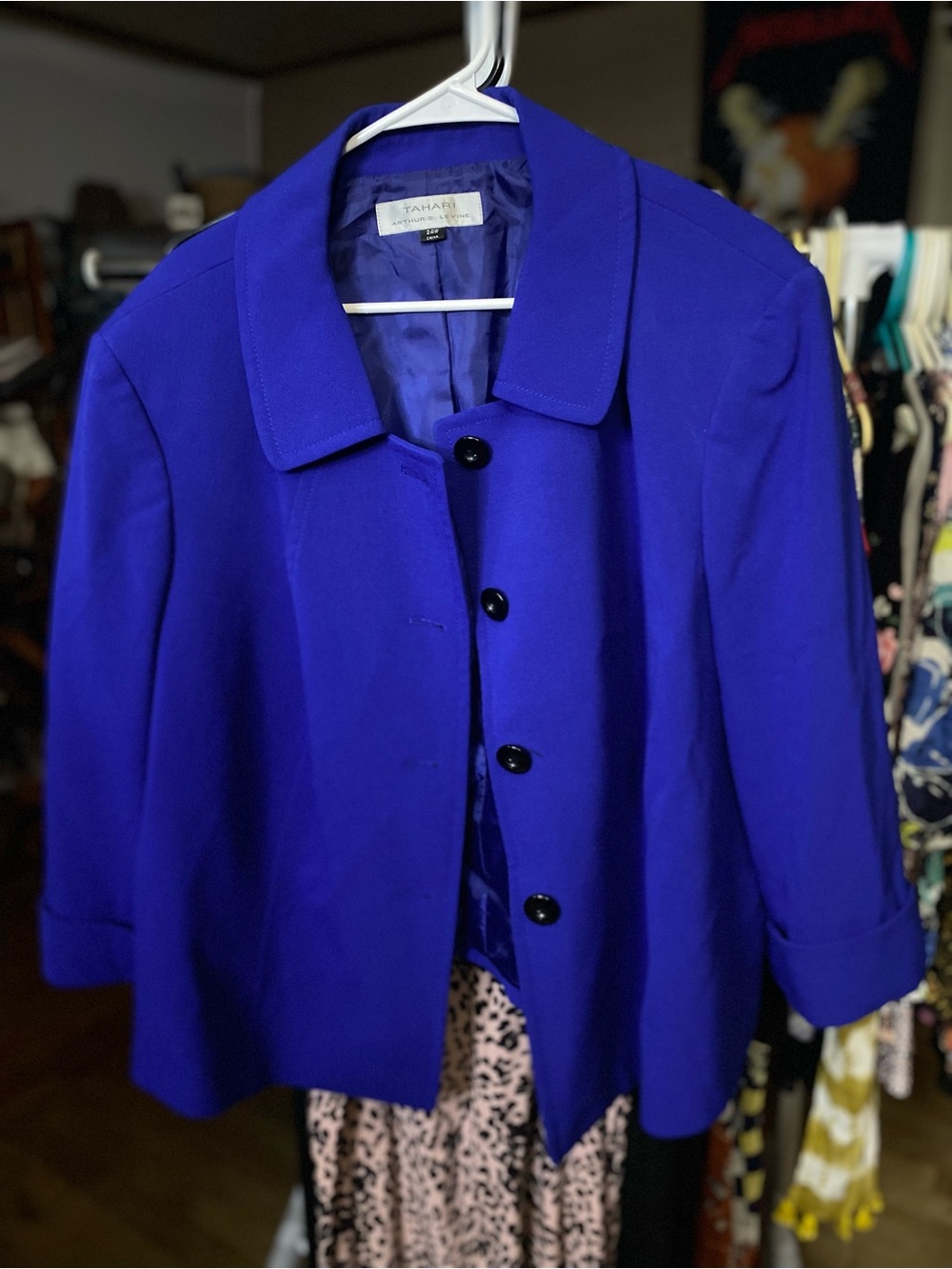 Tahari ASL Women's Royal Blue Button-Front Blazer